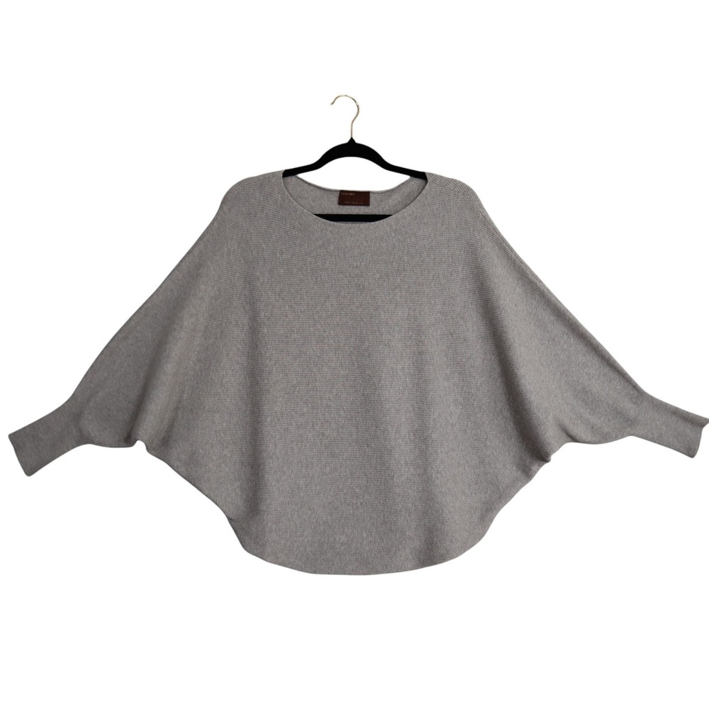 Kerisma Bat Wing Sweater Women's Size Small Gray Stretch Knit Ribbed